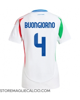 Italia Alessandro Buongiorno #4 Maglia Gara Trasferta Repliche Europei 2024 Donna